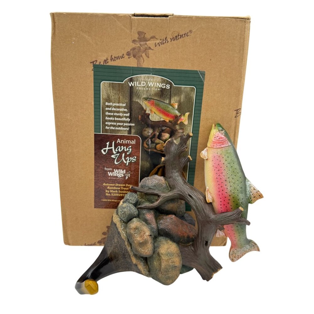 Wild Wings Rainbow Trout Wall Hook Mark Susinno w/ Box Rustic Lodge Decor Angler
